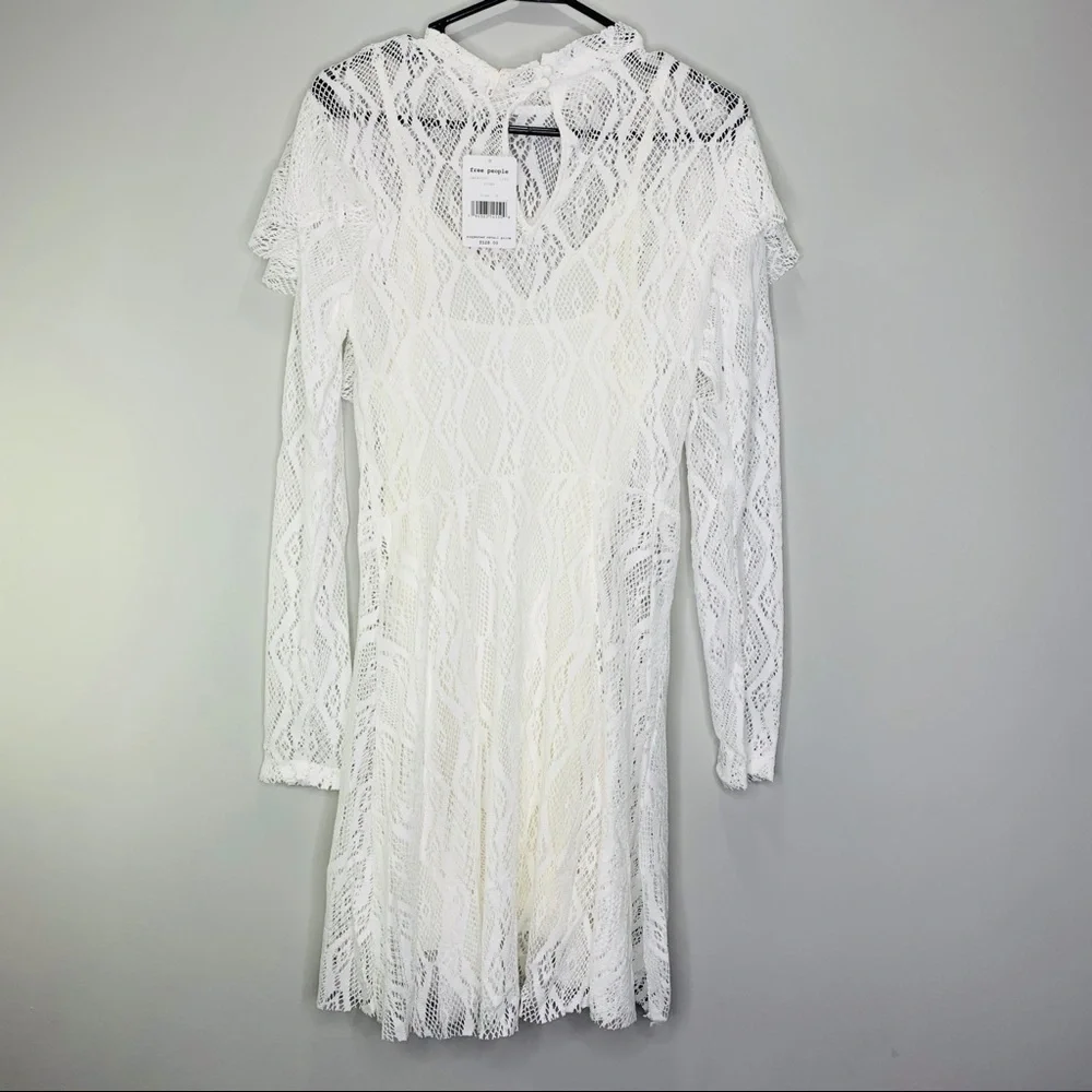 Free People Ivory Mock Neck Lace‎ Dress